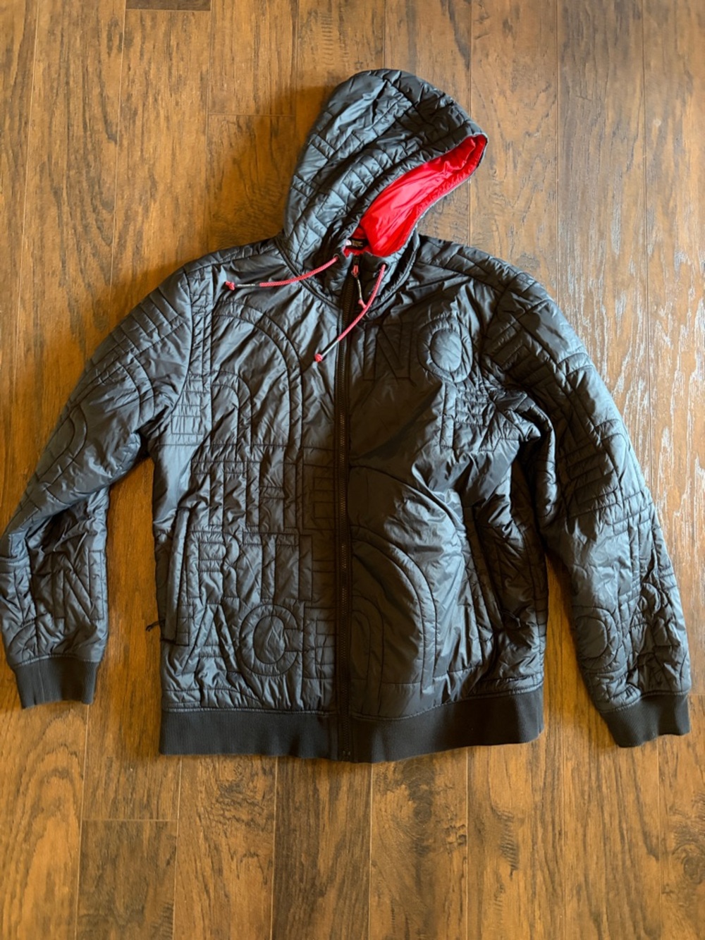 The North Faced Quilted Hooded Jacket with Red Lining